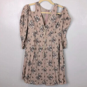 Sadie &‎ Sage NWOT Women’s Small Print V-Neck Lined Cold-Shoulder Dress